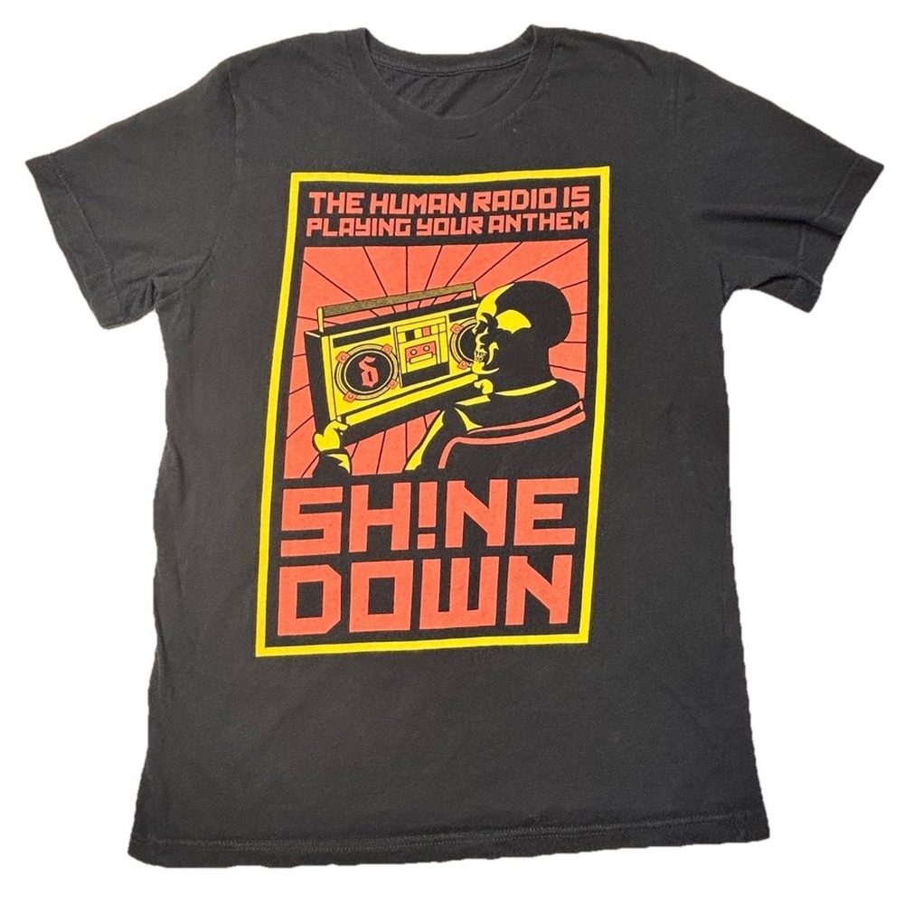 Shinedown Attention Attention World Tour T Shirt Black Concert Band Tee Small